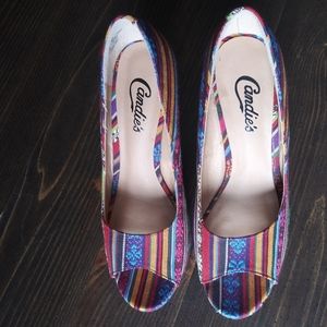 Candies stripped wedge shoes